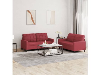 2dílná sedací souprava s poduškami vínová umělá kůže 3201361