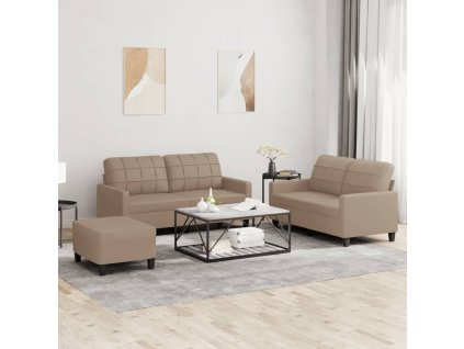 3dílná sedací souprava s poduškami cappuccino umělá kůže 3201367