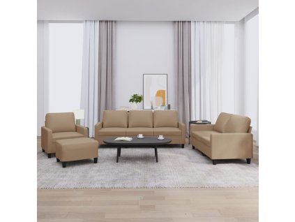 4dílná sedací souprava s poduškami cappuccino umělá kůže 3201407