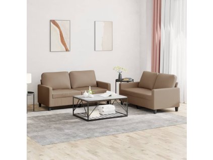 2dílná sedací souprava s poduškami cappuccino umělá kůže 3201412