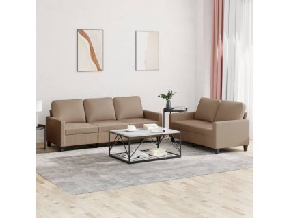 2dílná sedací souprava s poduškami cappuccino umělá kůže 3201422