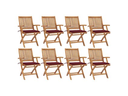 Skládací zahradní židle s poduškami 8 ks masivní teak 3072786