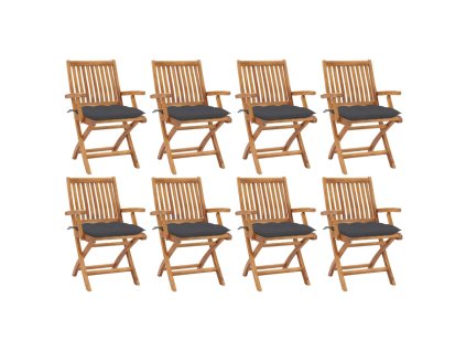 Skládací zahradní židle s poduškami 8 ks masivní teak 3072792