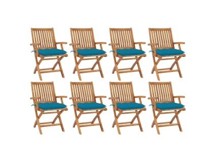 Skládací zahradní židle s poduškami 8 ks masivní teak 3072796