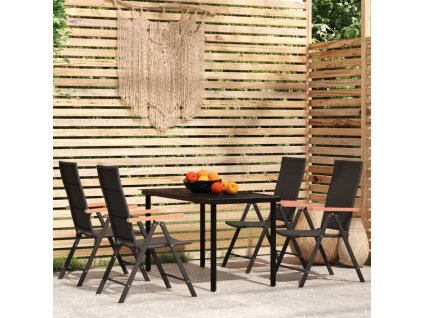 5dílný zahradní jídelní set černý 3099115