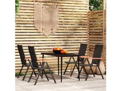 5dílný zahradní jídelní set černý 3099121