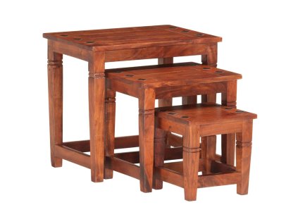 Hnízdové stolky 3 ks masivní akáciové dřevo 286263