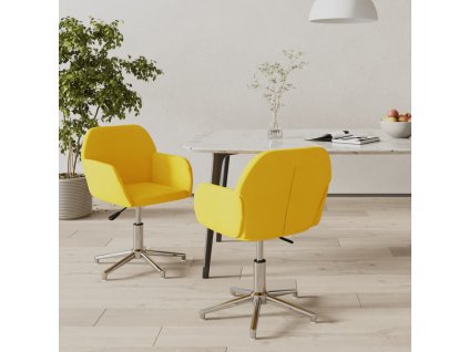 Otočné jídelní židle 2 ks hořčicově žluté textil 3103039