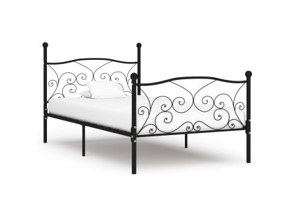 Rám postele s laťkovým roštem černý kov 100 x 200 cm 284455