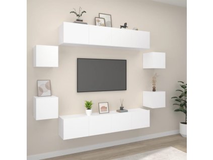 8dílný set TV skříněk bílý kompozitní dřevo 3114214