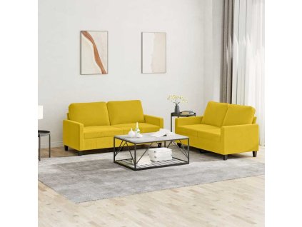 2dílná sedací souprava s poduškami žlutá samet 3201502