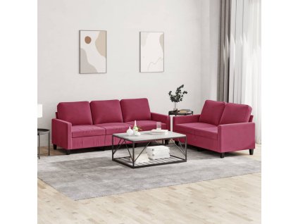 2dílná sedací souprava s poduškami vínová samet 3201520