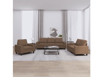 3dílná sedací souprava hnědá textil 3201869