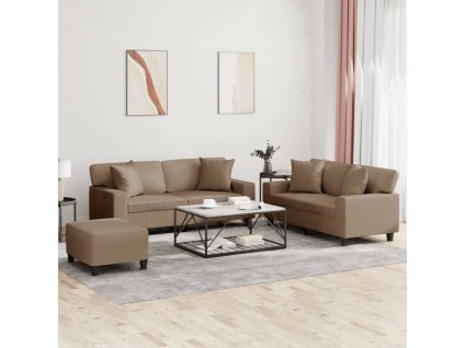 3dílná sedací souprava s polštáři cappuccino umělá kůže 3201933