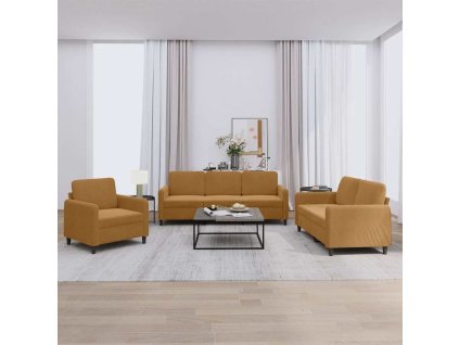 3dílná sedací souprava hnědá samet 3201941