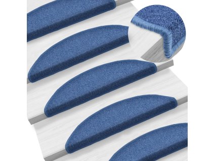 Schodové rohože 10 ks 56 x 17 x 3 cm modré, půlkulaté 149749