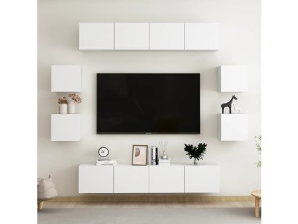 8dílný set TV skříněk bílý dřevotříska 3074459