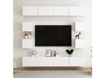 8dílný set TV skříněk bílý dřevotříska 3078649