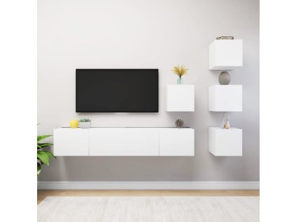 6dílný set TV skříněk bílý dřevotříska 3078721