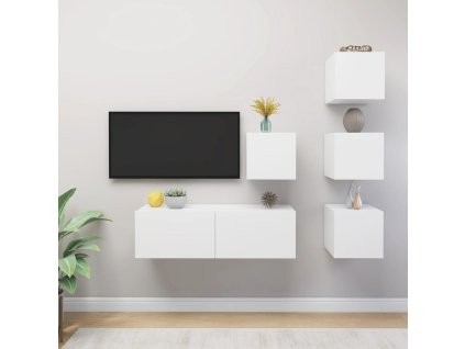 5dílný set TV skříněk bílý dřevotříska 3078722