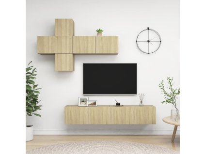 7dílný set TV skříněk dub sonoma kompozitní dřevo 3079023