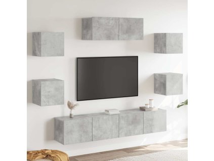 7dílný set TV skříněk betonově šedý kompozitní dřevo 3114513