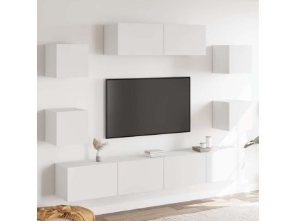 7dílný set TV skříněk bílý kompozitní dřevo 3114518