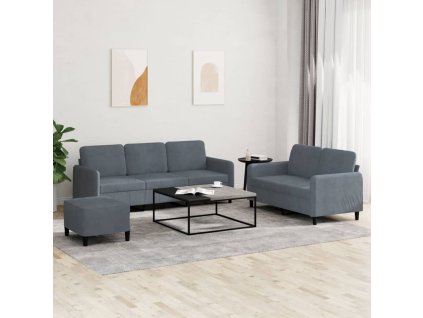 3dílná sedací souprava tmavě šedá samet 3202025