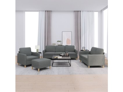 4dílná sedací souprava s poduškami tmavě šedá textil 3202063