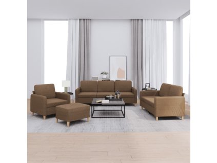 4dílná sedací souprava s poduškami hnědá textil 3202065