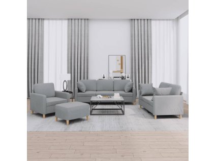 4dílná sedací souprava s polštáři světle šedá textil 3202078