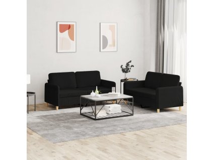 2dílná sedací souprava s poduškami černá textil 3202090