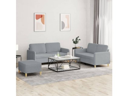 3dílná sedací souprava s poduškami světle šedá textil 3202094