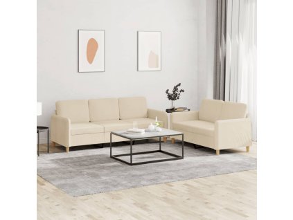 2dílná sedací souprava s poduškami krémová textil 3202120