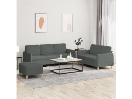 3dílná sedací souprava s poduškami tmavě šedá textil 3202127