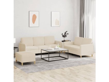 3dílná sedací souprava s poduškami krémová textil 3202128