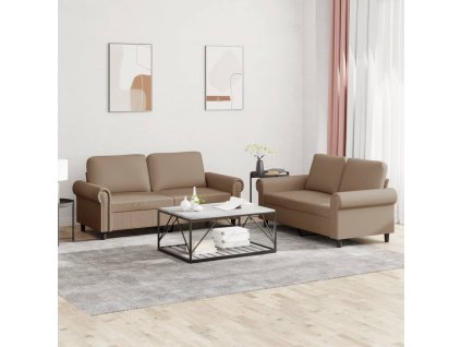 2dílná sedací souprava s poduškami cappuccino umělá kůže 3202154
