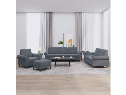 4dílná sedací souprava s poduškami tmavě šedá samet 3202181