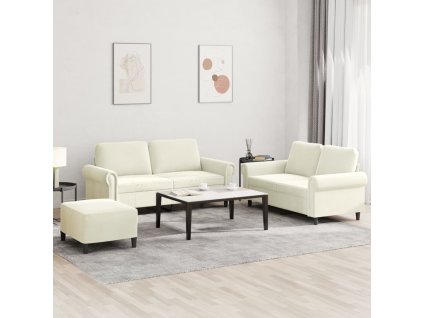 3dílná sedací souprava s poduškami krémová samet 3202228