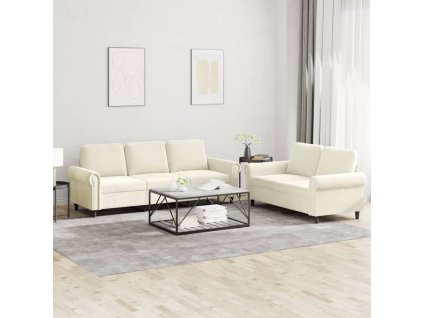 2dílná sedací souprava s poduškami krémová samet 3202258