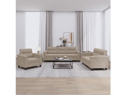 3dílná sedací souprava s poduškami taupe tkanina z mikrovlákna 3202290