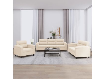 3dílná sedací souprava s poduškami béžová tkanina z mikrovlákna 3202295