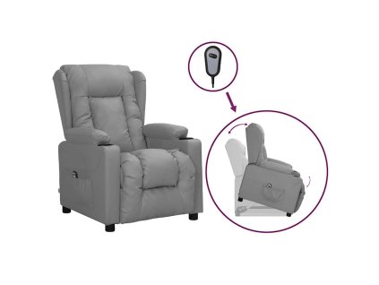 Zvedací křeslo šedé umělá kůže 3093447