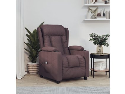 Elektrické polohovací křeslo tmavě hnědé textil 3098782