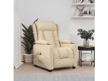 Elektrické polohovací křeslo krémové textil 3098786