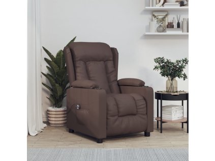 Elektrické polohovací křeslo hnědé umělá kůže 3098802