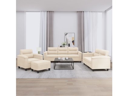 4dílná sedací souprava s poduškami béžová tkanina z mikrovlákna 3202301