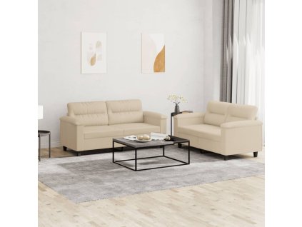 2dílná sedací souprava s poduškami krémová mikrovlákno 3202318