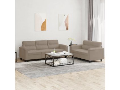 2dílná sedací souprava s poduškami taupe tkanina z mikrovlákna 3202338