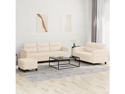 3dílná sedací souprava s poduškami béžová tkanina z mikrovlákna 3202349